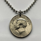 1964 India 50 Paise coin pendant Sarnath Lion Capital Ashoka Pillar Bombay Dharma Pune Bangalore Varanasi Ganges Punjabi Hindi Hindu n002129
