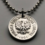 1969 Poland 20 Groszy coin pendant Polska white eagle Warsaw Krakow Poznan Polish Polak West Slavs Oświęcim Wawel Castle n002480