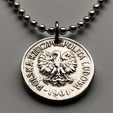 1969 Poland 20 Groszy coin pendant Polska white eagle Warsaw Krakow Poznan Polish Polak West Slavs Oświęcim Wawel Castle n002480