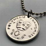 French Polynesia Tahiti 10 Francs coin pendant Papeete TIKIS tiʻi Huahine Society Islands Paea Tuamotus South Pacific Maohis Windward Islands Bora Bora Austronesian Hei-tiki Māori legend n001631