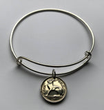 Ireland Éire 3 Pence coin bangle bracelet jewelry Irish rabbit hare Dublin Gaelic harp cláirseach Cork Ulster Carlow Hibernia Galway Limerick Waterford St Patrick's Day cute easter bunny b000017