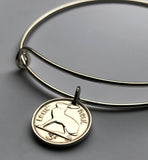 Ireland Éire 3 Pence coin bangle bracelet jewelry Irish rabbit hare Dublin Gaelic harp cláirseach Cork Ulster Carlow Hibernia Galway Limerick Waterford St Patrick's Day cute easter bunny b000017