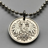 1895 Austria Osterreich 10 Heller coin pendant necklace jewelry Austrian eagle Habsburg Vienna Linz Österreicher Schönbrunn Palace Sankt Pölten Styria Mozart n000305