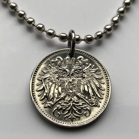 1895 Austria Osterreich 10 Heller moneda colgante collar joyería Águila austriaca Habsburgo Viena Linz Österreicher Schönbrunn Palacio Sankt Pölten Estiria Mozart n000305