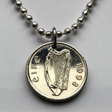 1993 Ireland Éire 5 Pence coin pendant Irish bull Celtic harp Cláirseach Dublin Cork Limerick Galway Waterford Guinness Gaelic Saint Patricks Day Hibernia Connacht Leinster Derry Drogheda n000601