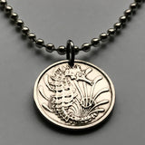 1976 Singapore 10 Cents coin pendant crowned seahorse Lion City Bedok Yishun Choa Chu Kang Punggol Ang Mo Kio Bukit Batok Malay Queenstown Bukit Merah Jurong West Woodlands Chinese China marine sea life n000074