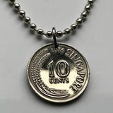 1976 Singapore 10 Cents coin pendant crowned seahorse Lion City Bedok Yishun Choa Chu Kang Punggol Ang Mo Kio Bukit Batok Malay Queenstown Bukit Merah Jurong West Woodlands Chinese China marine sea life n000074