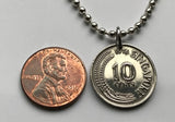 1976 Singapore 10 Cents coin pendant crowned seahorse Lion City Bedok Yishun Choa Chu Kang Punggol Ang Mo Kio Bukit Batok Malay Queenstown Bukit Merah Jurong West Woodlands Chinese China marine sea life n000074