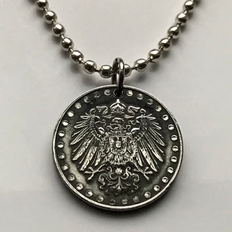 1916 Germany Deutschland 10 Pfennig coin pendant World War 1 German eagle Berlin Hamburg Munich Cologne Frankfurt Stuttgart Leipzig Essen Dortmund Dusseldorf Bremen Dresden Hanover Nuremberg Bavaria Brandenburg Bonn Hesse Rothenburg n001351