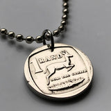 South Africa 1 Rand coin pendant necklace jewelry springbok antelope gazelle Cape Town Johannesburg Durban Pretoria Port Elizabeth Tswana Xhosa Bloemfontein Afrikaans Bantu isiZulu Northern Sotho n000631