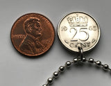 1951 Netherlands 25 Cent coin pendant Dutch Queen Juliana Amsterdam Utrecht Holland Rotterdam Hague Eindhoven Groningen Tilburg Leiden Nederlanden Groningen Almere Stad Breda Nijmegen Gouda n002589