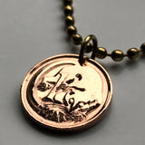 1988 Australia 1 Cent coin pendant necklace jewelry Feather-tailed Glider flying pygmy mouse Gliding Possum phalanger Sydney Queensland Victoria Canberra Brisbane Perth Gold Coast New South Wales Southern Cross n000077