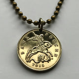 2008 Russia 10 Kopecks coin pendant necklace jewelry St. George on horseback dragon slayer Russian horse rider St. Petersburg Moscow necklace n000892