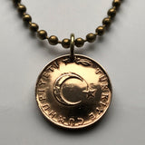 1965 Turkey Türkiye 5 Kurus coin pendant crescent moon star Istanbul Ankara Mardin Antalya Canakkale Troy Trabzon Anatolia Göreme Kaş Ephesus Cappadocia Hierapolis İzmir Bursa Bosporus Hattusa Mersin Pergamon Eskisehir Edirne Levent Urfa Ottoman n000795
