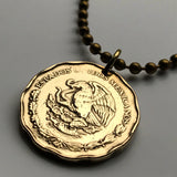 Mexico 50 Centavos coin pendant necklace fashion jewelry Mexican eagle Ecatepec Guadalajara Puebla Juárez Tijuana León Monterrey Acapulco Yucatán Cancún Cuernavaca Oaxaca Jalisco Zapopan Toluca Chihuahua Morelia n002706