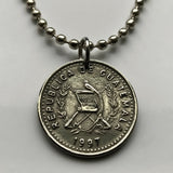 1991 Guatemala 10 Centavos coin pendant necklace resplendent quetzal bird Quiriguá Maya Pillar ruin Huehuetenango K’iche' Escuintla Jutiapa Petapa Tikal n000987