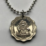Bahamas 10 Cents coin pendant necklace Bahamian jewelry bonefish fishes sea ocean fishing trout Nassau Exuma & Cays Cat Island Rum Cay Cable Beach beach Paradise Island Gregory Town Blue Lagoon n000028