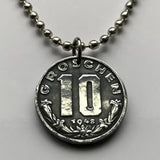 1948 Austria Osterreich 10 Groschen coin pendant Austrian eagle Vienna Habsburg shield Salzburg Graz Innsbruck Carinthia Styria Klagenfurt Villach Sankt Pölten Linz Tyrol Wels Dornbirn Wiener n000436