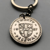 1967 Ghana 20 Pesewas coin pendant cocoa bean cacao Ashanti Accra Ghanaian gold lion Dagaare language seeds West African necklace n002781