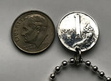 1954 Italy 1 Lira coin pendant weighing scale Rome Milan Venice Pisa Assisi Ferrara Trento Pompeii San Gimignano Matera Tuscany Bari Napoli Siena Turin Cagliari Florence Bologna Palermo Genoa n002518