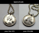 Bahamas 10 Cents coin pendant necklace Bahamian jewelry bonefish fishes sea ocean fishing trout Nassau Exuma & Cays Cat Island Rum Cay Cable Beach beach Paradise Island Gregory Town Blue Lagoon n000028