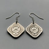 Netherlands Antilles Curacao 5 Cent coin earrings Orange blossom Willemstad Holland Amsterdam floral seashell dangle and drop e000068