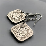 Netherlands Antilles Curacao 5 Cent coin earrings Orange blossom Willemstad Holland Amsterdam floral seashell dangle and drop e000068