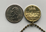 1996 Peru 20 Centimos coin pendant escudo Peruano Lima Arequipa Trujillo Chiclayo Piura Huancayo Machu Picchu Cusco Incas Nazca Ica Chimbote Iquitos Tacna Tarata Puno Juliaca Cajamarca Chincha Huánuco Pucallpa Sullana Callao ceviche llama alpaca n002880