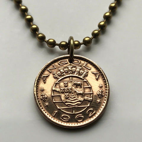 1962 Angola 20 Centavos moneda colgante collar joyería de moda Angola Luanda Lubango Ondjiva Cunene Provincia Lunda Norte Bantu Mbunda Ambundu Kimbundu n001898