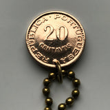 1962 Angola 20 Centavos moneda colgante collar joyería de moda Angola Luanda Lubango Ondjiva Cunene Provincia Lunda Norte Bantu Mbunda Ambundu Kimbundu n001898