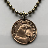 1935 Austria Osterreich 1 Groschen coin pendant necklace jewelry Austrian eagle Vienna Salzburg Innsbruck Graz Linz Tyrol Villach Carinthia Sankt Pölten Wels Sölden Ischgl Gmunden Vorarlberg Hallstatt Styria n001294