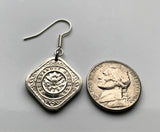 Netherlands Antilles Curacao 5 Cent coin earrings Orange blossom Willemstad Holland Amsterdam floral seashell dangle and drop e000068