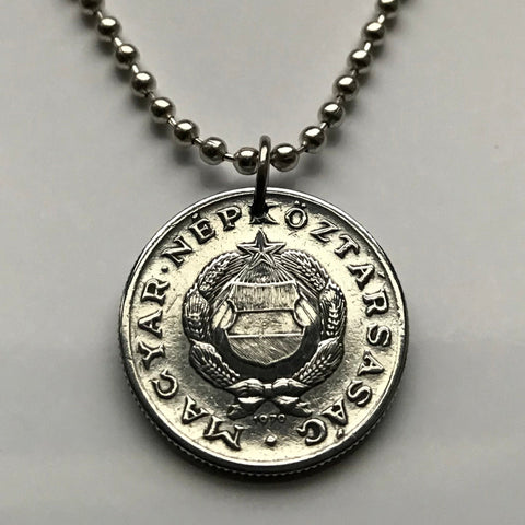 1989 Hungary Magyar 1 Forint coin pendant Socialist Workers Party communist Kadar badge shield soviet union Budapest Debrecen Kecskemet Lake Balaton Somogy Eger Miskolc Szeged Pecs Gyor Komarom-Esztergom Erzsebetvaros Saint Stephen Csangos Matyas n001287