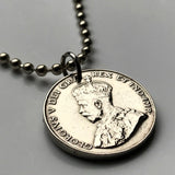 1933 Canada 5 Cents coin pendant necklace fashion jewelry Canadian maple leaves British King George V Ottawa Montreal Quebec Toronto Ontario Vancouver Calgary British Columbia Alberta Nova Scotia New Brunswick Manitoba Nunavut Victoria beaver n000370