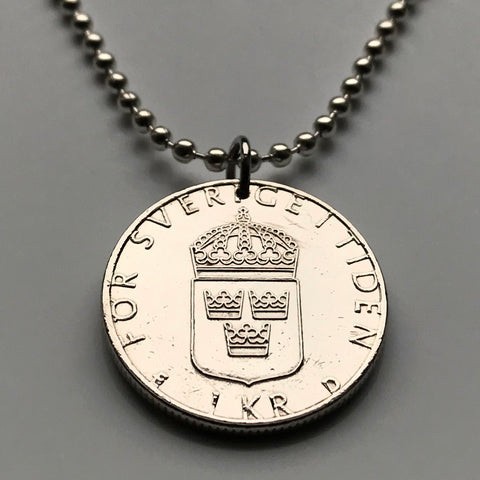 1978 Sweden Krona coin pendant Swedish tre kronor crowns Stockholm Sverige Soedermalm Örebro Malmoe Øresund Nordic Scandinavia Svear n000335