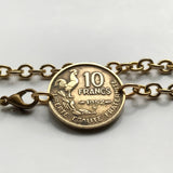 1952 France 10 Francs French coin rolo link bracelet jewelry Marianne Paris Marseille Lyon Toulouse Le Havre Bordeaux Nice Strasbourg Carcassonne Nantes Lille Montpellier Dijon Rennes Reims Avignon Metz Toulon Angers Dijon b000034