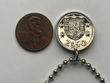 1981 Portugal 2-1/2 Escudos coin pendant Portuguese caravela ship Quinas Lisboa Porto Braga Sintra Faro Coimbra Funchal Aveiro Guimarães Ponta Delgada Faro Ourique Mirandese Lagos Fatima n000091