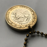 2018 Mexico 10 Pesos coin pendant necklace jewelry Aztec sun stone calendar Piedra del Sol Mexica sculpture Tōnatiuh Tlaltecuhtli Yohualtecuhtli Tenochtitlan Tecpatl knife Zócalo Templo Mayor Toltec Hidalgo n000160