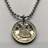1981 Portugal 2-1/2 Escudos coin pendant Portuguese caravela ship Quinas Lisboa Porto Braga Sintra Faro Coimbra Funchal Aveiro Guimarães Ponta Delgada Faro Ourique Mirandese Lagos Fatima n000091