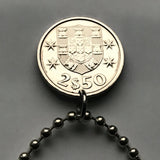 1981 Portugal 2-1/2 Escudos coin pendant Portuguese caravela ship Quinas Lisboa Porto Braga Sintra Faro Coimbra Funchal Aveiro Guimarães Ponta Delgada Faro Ourique Mirandese Lagos Fatima n000091