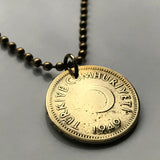 1949 Turkey Türkiye 25 Kurus coin pendant crescent moon star Istanbul Levent Mardin Antalya Canakkale Troy Trabzon Anatolia Göreme Kaş n001181