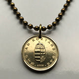 Hungary Magyars 1 Forint coin pendant necklace jewelry Saint Stephen Crown Buda Pest Hungarian Pannonian Basin Csangos Ugrians Magyarország Óbuda n000937