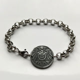 1921 Germany Deutschland 10 Pfennig coin bracelet German black eagle Berlin Hamburg Munich Cologne Frankfurt Stuttgart Düsseldorf Leipzig Dortmund Essen Bremen Dresden Hanover Nuremberg b000038