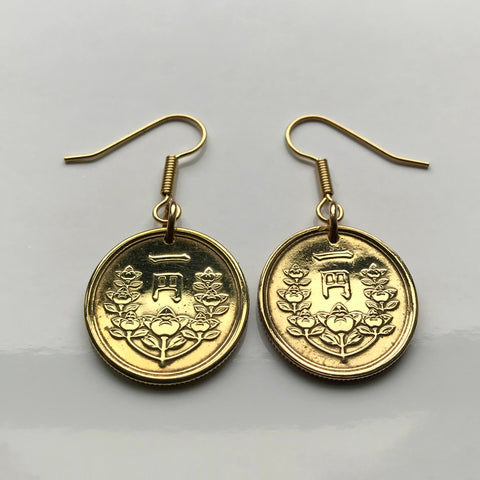 1948 1950 Japan Yen coin earring orange blossom floral Tokyo Osaka Honshu Hokkaido Kyushu Shikoku Hiroshima Nagasaki Kantō Ginza e000034