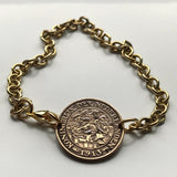 Netherlands 1 Cent coin chain bracelet Dutch lion Amsterdam Utrecht Nederland Groningen Almere Stad Breda Nijmegen Gouda Delft b000037_inactive