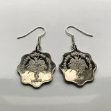 1966 South Vietnam 5 Dong coin earrings Vietnamese rice plant Hanoi Indochina flower blossom flora bouquet Vietnam War fish hook e000135
