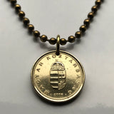 Hungary Magyars 1 Forint coin pendant necklace jewelry Saint Stephen Crown Buda Pest Hungarian Pannonian Basin Csangos Ugrians Magyarország Óbuda n000937