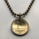 Hungary Magyars 1 Forint coin pendant necklace jewelry Saint Stephen Crown Buda Pest Hungarian Pannonian Basin Csangos Ugrians Magyarország Óbuda n000937