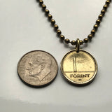 Hungary Magyars 1 Forint coin pendant necklace jewelry Saint Stephen Crown Buda Pest Hungarian Pannonian Basin Csangos Ugrians Magyarország Óbuda n000937