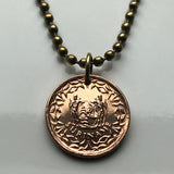 2014 Suriname 1 Cent coin pendant Dutch Guiana Paramaribo Lelydorp Nieuw Nickerie Moengo Nieuw Amsterdam Mariënburg Wageningen Albina Groningen Brownsweg Totness Sranan Tongo Surinamese Creole Netherlands Indian Hindustanis Wanica Sipaliwini n000449